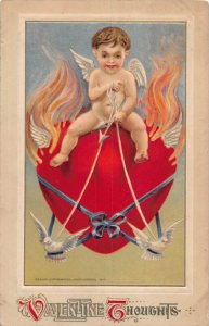 J82/ Valentine's Day Love c1910 Postcard John Winsch Cupid Flame Heart 226