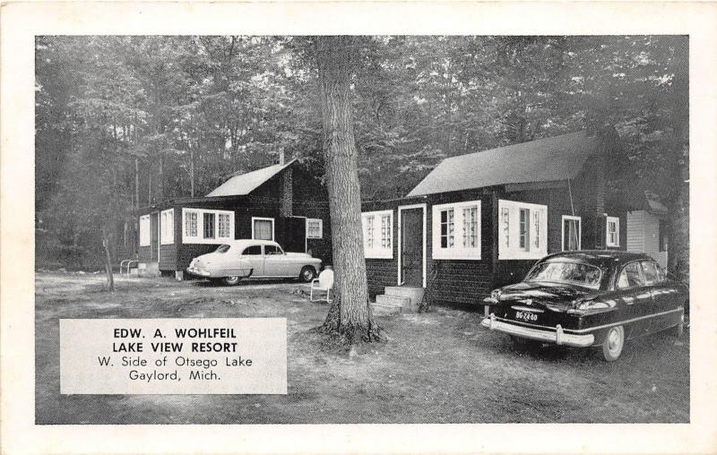 E38/ Gaylord Michigan Mi Postcard c1940s Wohlfeil Lake View Resort