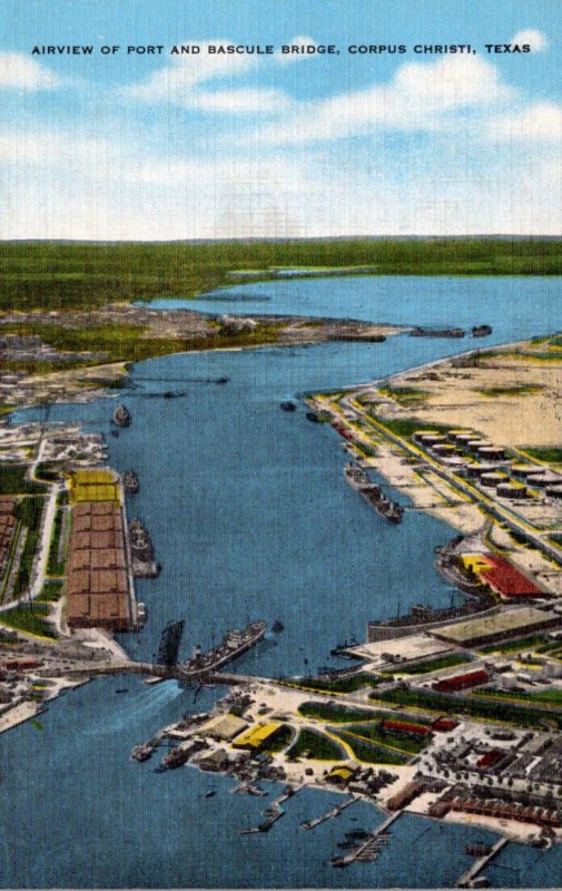 Texas Corpus Christi Aerial View Of Port and Bascule Bridge