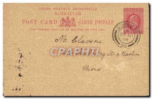 Postal stationery Gibraltar 1904 M Claverie Faubourg St Martin Paris