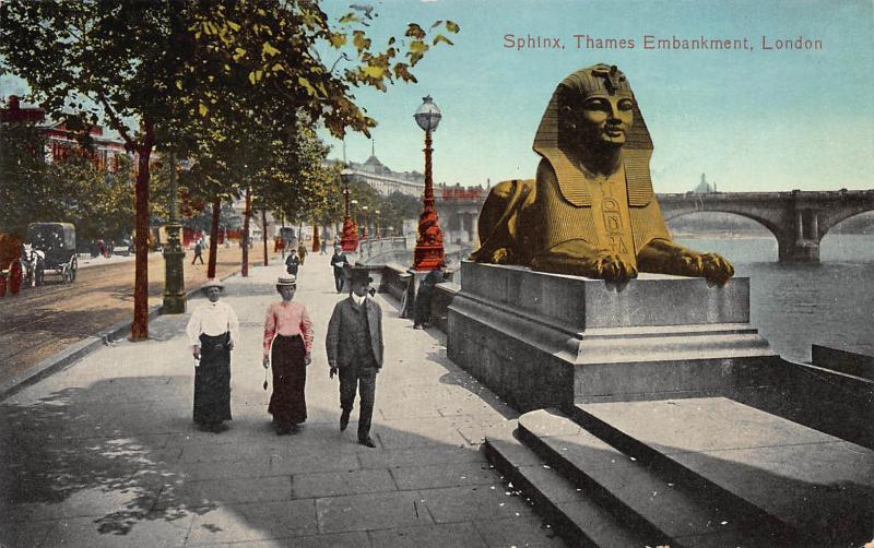 Sphinx, Thames Embankment, London, England, Early Postcard, Unused