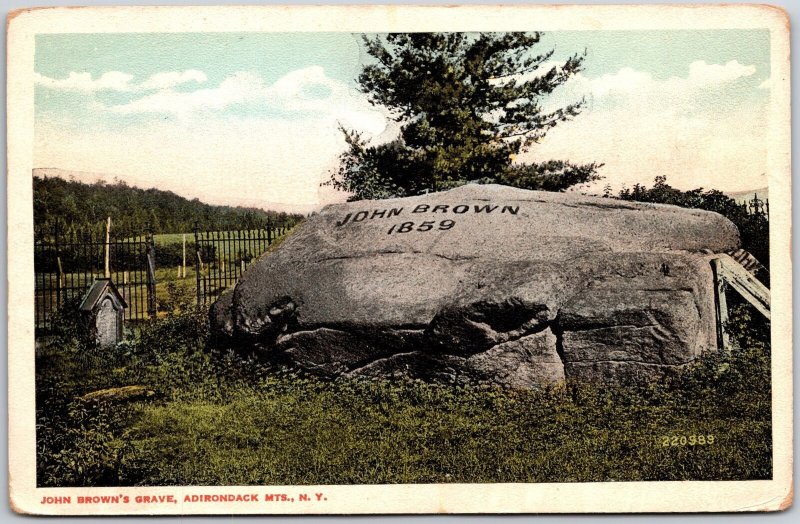 New York NY, John Brown's Grave, Adirondacks Mountains, Vintage Postcard