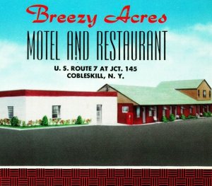 Breezy Acres Motel Cobleskill New York NY Street View Vtg Chrome Postcard UNP