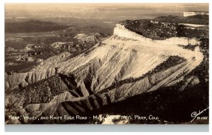 RPPC Sanborn Postcard W-1067 Mesa Valley and Knife Edge Road Mesa Verde Colorado