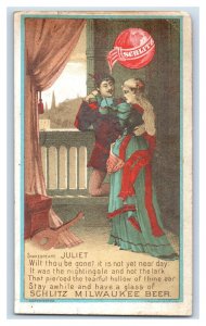 1880's Schlitz Milwaukee Beer Shakespeare Juliet Victorian Trade Card 2 P90 