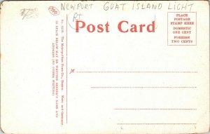 c1910 Postcard: View of Goat Island Light by Moonlight – Newport, Rhode Island