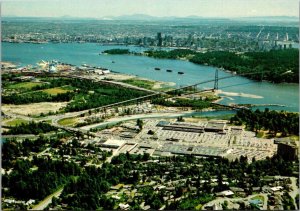 Canada British Columbia West Vancouver Lions Gate Bridge & Harbour Aerial View