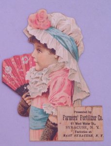 1800s Farmer's Fertilizer Agriculture Syracuse NY Die Cut Victorian Trade Card