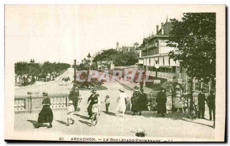 Old Postcard Arcachon promenade boulevard