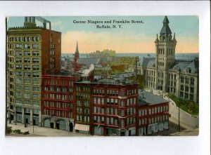 415718 USA NY Buffalo Corner Niagara & Franklin street Vintage postcard