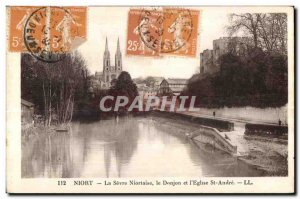 Old Postcard Niort The Sevre Niortaise Dungeon and Church St Andre