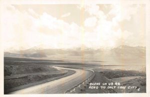 RPPC RENO NEVADA SALT LAKE CITY UTAH U.S. ROUTE 40 REAL PHOTO POSTCARD (c. 1930)