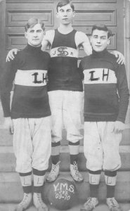 RPPC BASKETBALL YMS JRS WALLY ROBINSON  REAL PHOTO POSTCARD (c. 1920)