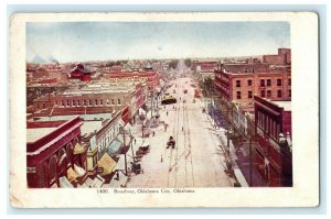 c1910 Broadway Oklahoma City OK Embossed Unposted Antique Postcard