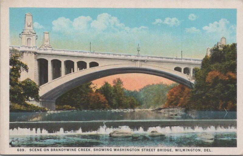 Postcard Scenę Brandywine Washington Street Bridge Wilmington DE