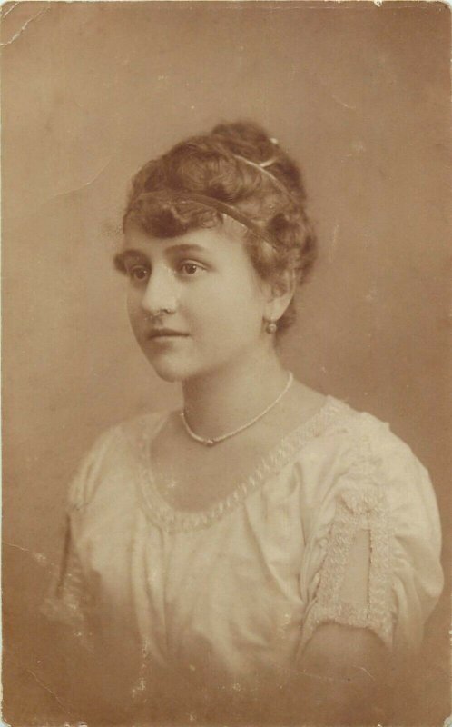 Photo postcard Romania dated Cojocna 1920 woman portrait coiffure