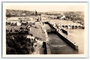 Seattle Washington WA Postcard RPPC Photo US Government Locks c1940's Vintage