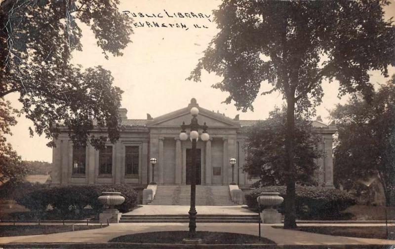 Evanston Illinois birds eye view local public library real photo pc Z42649 