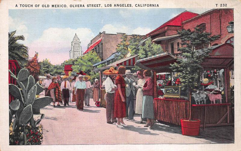 A Touch of Old Mexico, Olivera Street, Los Angeles, California, Postcard, Unused