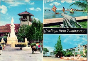 Zamboanga City, Philippines  CITY HALL~MORO VINTAS~FORT PILAR   4X6 Postcard