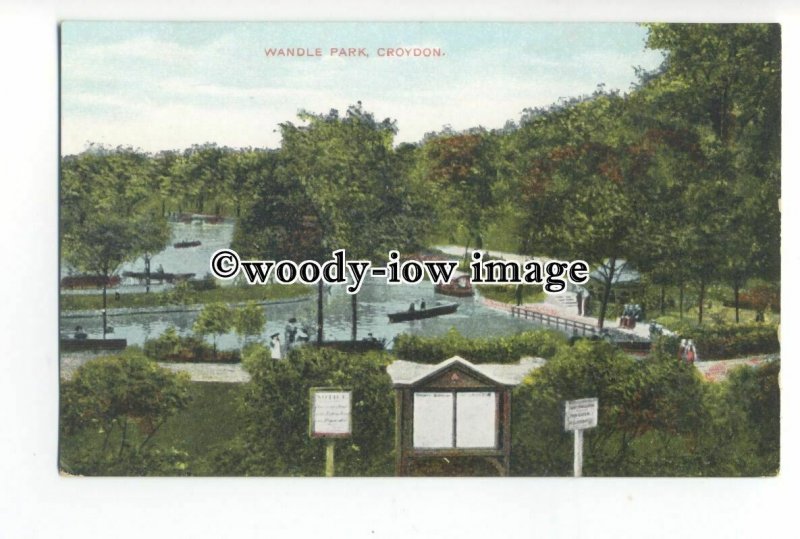 tq1523 - Surrey - An Early Boating Lake in Wandle Park, in Croydon - Postcard 