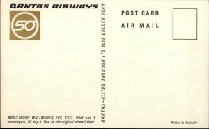 Qantas Airways Armstrong Whitworth FK8 50th Golden Year Edition Postcard