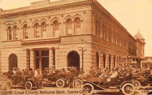 Santa Cruz County National Bank Cars Santa Cruz California 1911 postcard