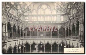 Belgie Belgium Antwerp Postcard Ancient Interior Stock Exchange