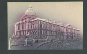 Ca 1904 Post Card Boston MA State House Purple & Pink Tint Airbrushed Embossed--