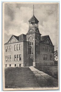 1920 High School Exterior Building Field Rockwell Iowa Vintage Antique Postcard