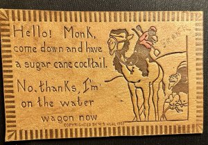 Postcard Leather Monkey sugar cane cocktail water wagon now camel JR1