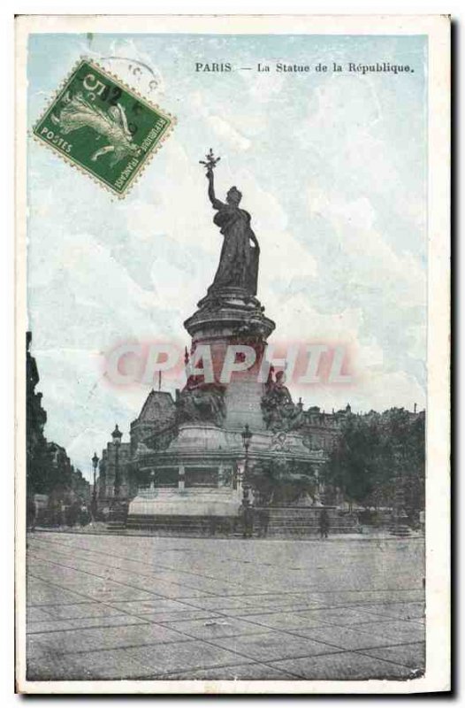 Old Postcard Paris Statue of the Republic