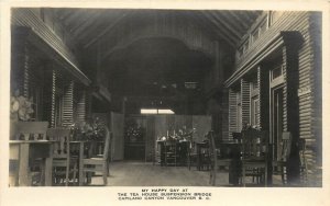 1930s RPPC Interior of Tea House Suspension Bridge Capilano Canyon, Vancouver BC