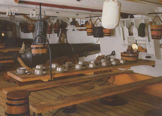 HMS Warrior Mess Table Food Meal Ship Interior Postcard