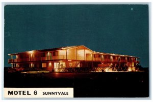 1968 Motel 6 Night View Cars Sunnyvale California CA Posted Vintage Postcard