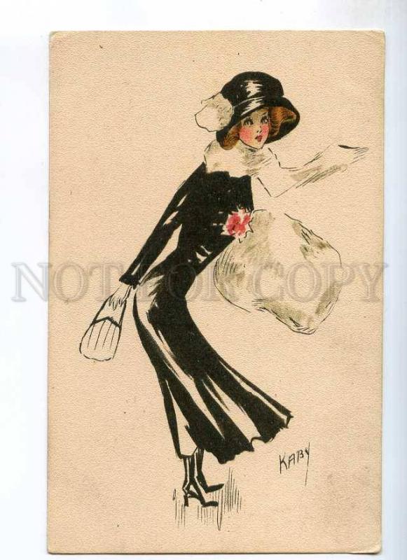 234752 ART NOUVEAU Lady FASHION by KABY Vintage PC