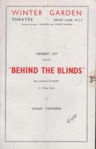 Behind The Blinds Winter Garden Fay Davis Noel Hood London Theatre Programme