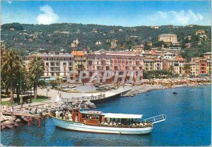 Modern Postcard S Margherita Grandi Alberghi Lungomare e Boat