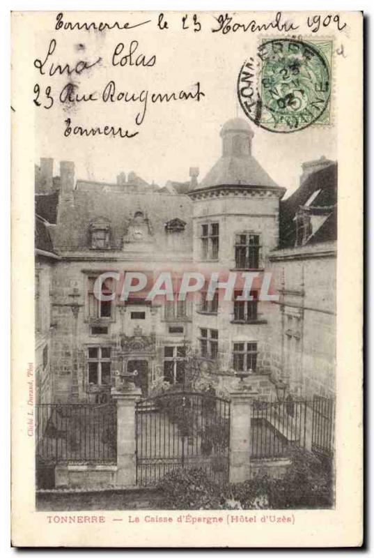 Old Postcard Thunder Bank Caisse d & # 39Epargne Hotel d & # 39Uzes