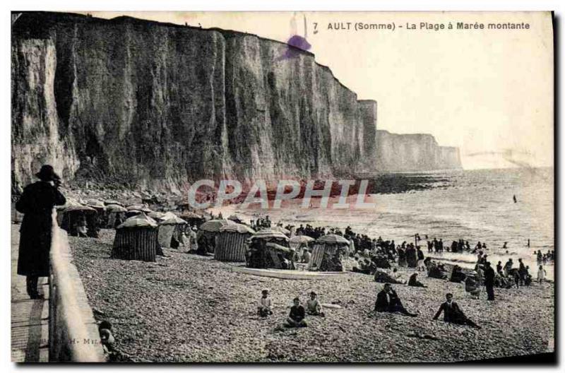 Old Postcard Ault La Plage rising Maree