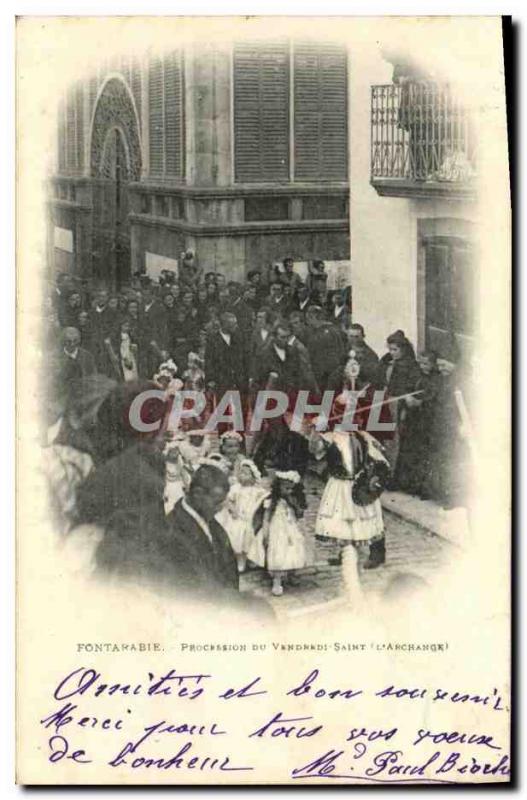 Postcard Old Hondarribia Friday Procession The archangel