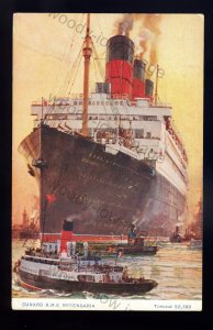 LS2494 - Cunard Liner - Berengaria with Ferry & Tugs - postcard