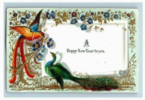 1870's-80's Embossed Holiday Cards Exotic Colorful Birds Lot Of 4 P198