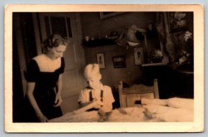 RPPC Mother With Son In Kitchen Real Photo  1945