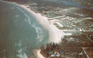 Vintage Postcard Air View Snow White Sands of Crescent Beach Sarasota Florida FL