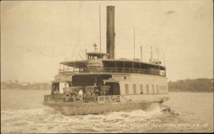 Bath ME Cars on Ferry Boat Governor King c1920 Real Photo Postcard