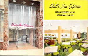 Postcard Sholl's New Cafeteria 1433 K Street NW near the Statler Hotel