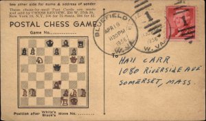 Postal Chess GAME Through Mail Used Bluefield WV to Somerset MA c1950s Postcard