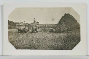 Americana Farmers Loading Hay c1907 Occupational RPPC Postcard J12