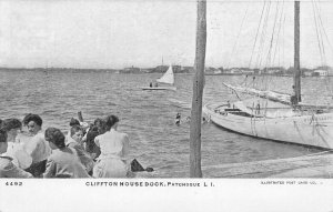 Clifton House Dock, Patchogue, Long Island, N.Y., Very Early Postcard, Unused